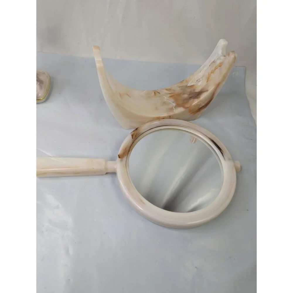 Londonware Bathroom Cup Holder and Mirror‎ with Stand Faux Marble